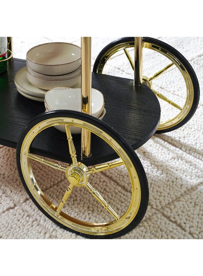Pan Home Danita Serving Trolley 2 Tier - Black And Brass  - Image 2