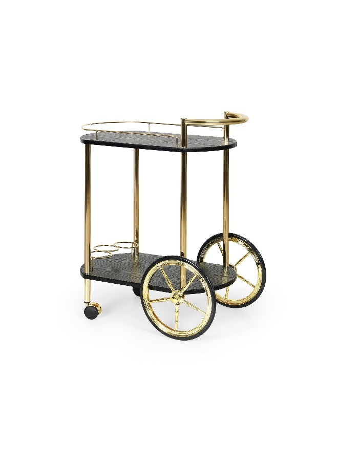 Pan Home Danita Serving Trolley 2 Tier - Black And Brass  - Image 3