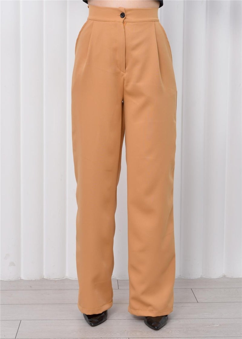 Nuseel Women High Waist Palazzo Pants Camel  - Image 5