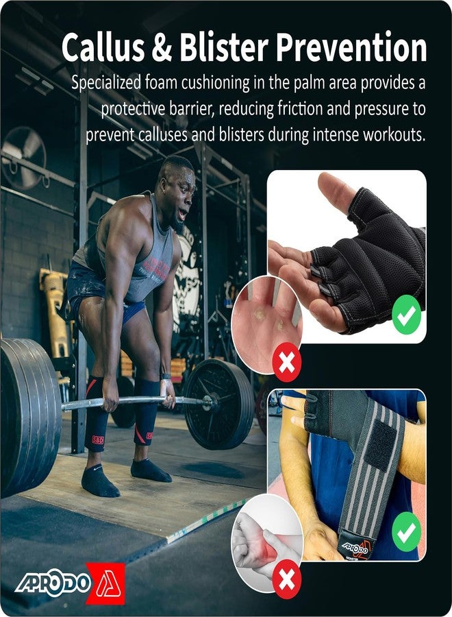 Aprodo Monster Weightlifting Fitness Gym Gloves for Palm and Wrist Protection, 3 Inch Wide Wrist Support, for Men and Women, Free Size (Black Grey, Free Size) - Image 5