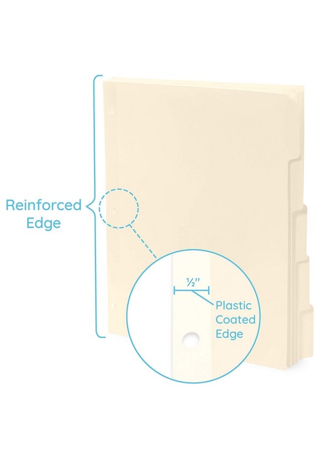Blue Summit Supplies 3 Ring Binder Dividers With Reinforced Edge 1/5 Cut Tabs Letter Size 3 Hole Punch Section Index Dividers For Binders Manila 100 Pack  - Image 2