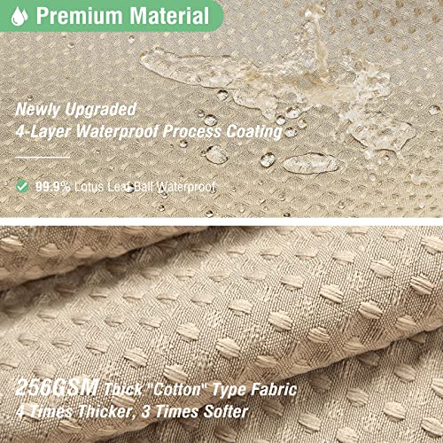 Dynamene Beige Fabric Shower Curtain - Waffle Textured Heavy Duty Cloth Shower Curtains for Bathroom, 256GSM Hotel Spa Luxury Weighted Bath Curtain Set with 12 Plastic Hooks,72x72, Beige/Khaki - Image 3