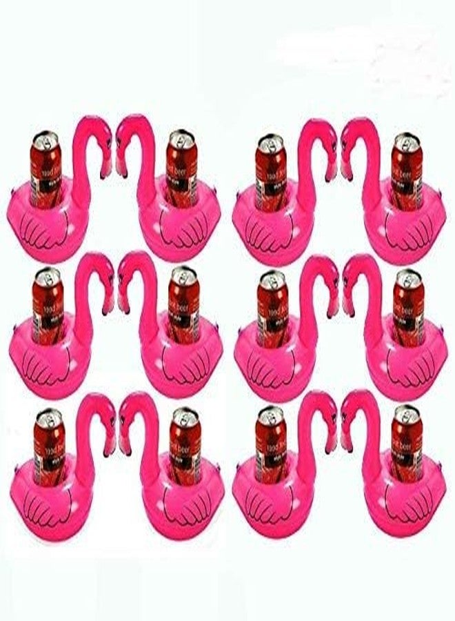 Yorten 12-Pack Inflatable Pink Flamingo Drink Floating Cup Holders for Pool, Bath, and Party use; Perfect Tropical Luau Decorations and Fun Summer Accessories. - Image 1