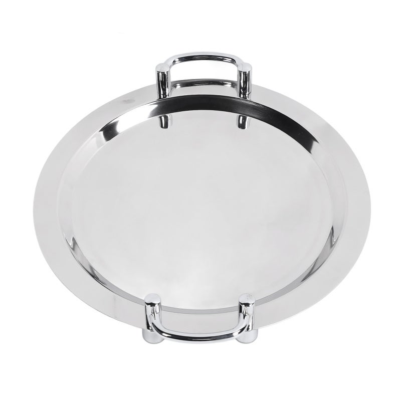 Stainless Steel Buffet Plate 40CM Circular - Sturdy Deformation Resistant Serving Tray with Ergonomic Handle - Bright Mirror Finish for Hotel Restaurant Banquet - Image 2