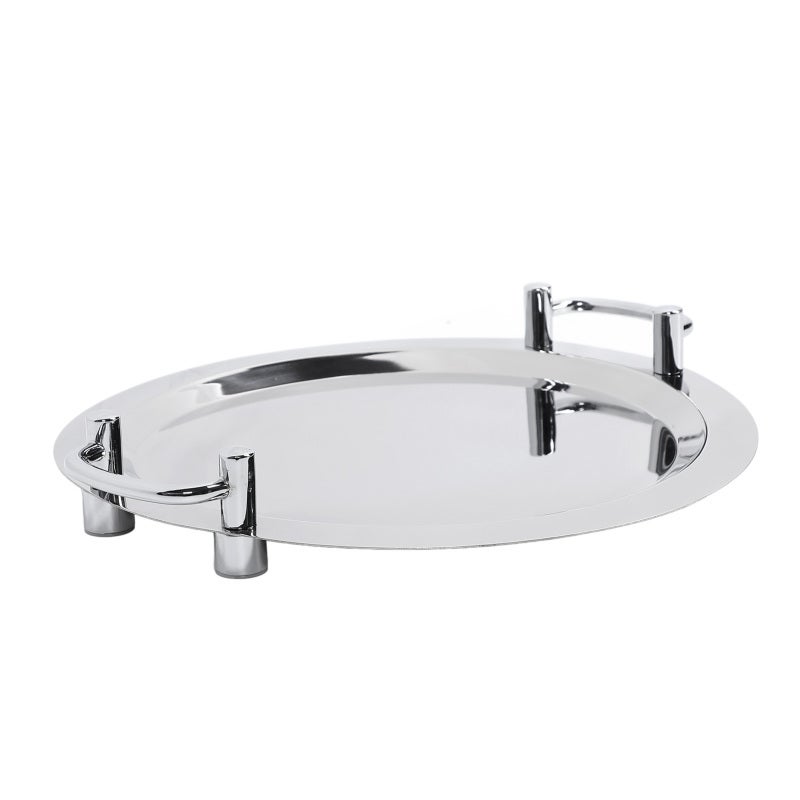 Stainless Steel Buffet Plate 40CM Circular - Sturdy Deformation Resistant Serving Tray with Ergonomic Handle - Bright Mirror Finish for Hotel Restaurant Banquet - Image 1