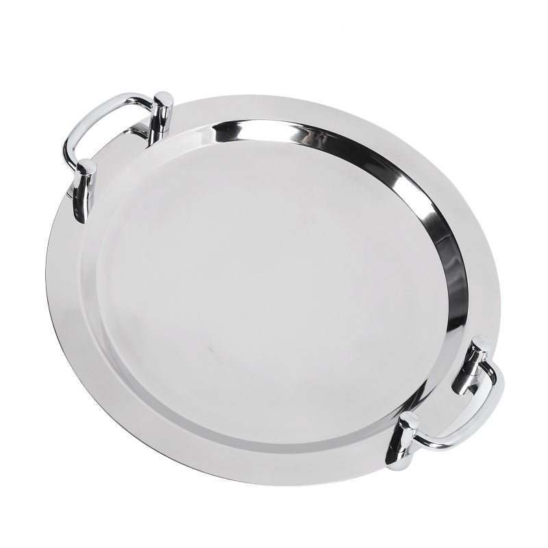 Stainless Steel Buffet Plate 40CM Circular - Sturdy Deformation Resistant Serving Tray with Ergonomic Handle - Bright Mirror Finish for Hotel Restaurant Banquet - Image 5