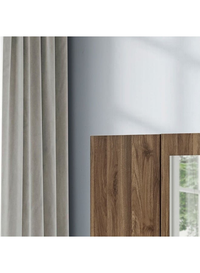 DANUBE HOME Supreme 2-Door Wardrobe with Mirror – Light Walnut Finish – Modern Wooden Wardrobe with Hanging Rod & Shelves – Spacious Bedroom Storage Cabinet - Image 5