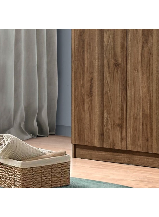 DANUBE HOME Supreme 2-Door Wardrobe with Mirror – Light Walnut Finish – Modern Wooden Wardrobe with Hanging Rod & Shelves – Spacious Bedroom Storage Cabinet - Image 3