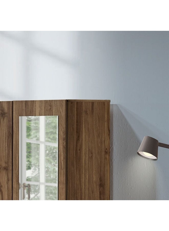 DANUBE HOME Supreme 2-Door Wardrobe with Mirror – Light Walnut Finish – Modern Wooden Wardrobe with Hanging Rod & Shelves – Spacious Bedroom Storage Cabinet - Image 2