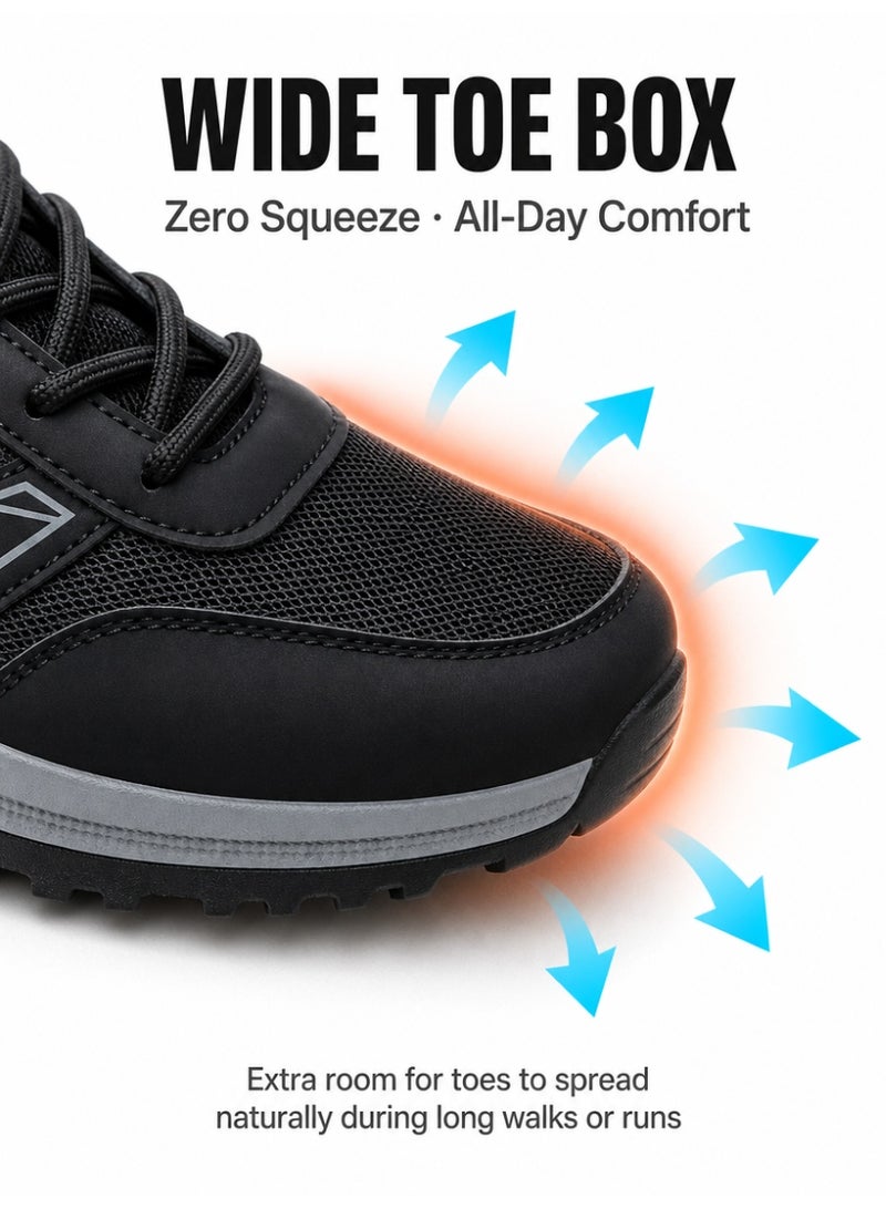 Men's Fashionable Low-Top Sneakers, lightweight and breathable men's sneakers, lace-up non-slip sneakers with soft, non-slip soles, suitable for everyday wear, running, and outdoor activities, black - Image 5