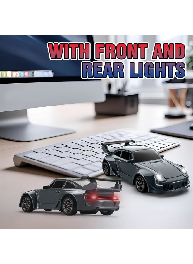 ACAMMZAR Mini RC Drift Car with Gyro, 1:43 4WD Full Proportional RC Cars, 18KM/H High Speed Remote Control Car with Lights, Extra Racing Tires, Vehicle for Adults Kids Boys, Gray - Image 5