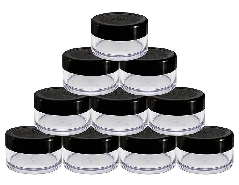 SPC وعاء تجميلي شفاف من الأكريليك فارغ من SPC مع أغطية داخلية مانعة للتسرب لبلسم الشفاه، مقشرات الشفاه، زبدة الجسم، ظلال العيون، مستحضرات التجميل ومنتجات التجميل DIY (أسود، 8 جرام) (عبوة من 10) - Image 1