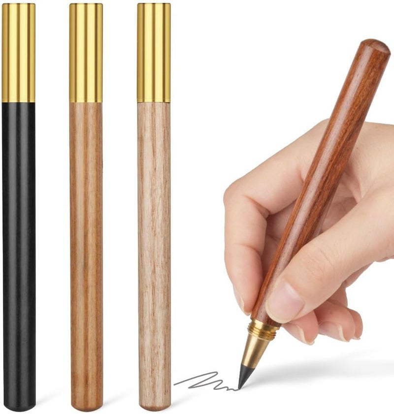 hotut Inkless Pencil,4pcs Everlasting Pencil Wooden Infinity Pencil Wood-Cased Graphite Reusable for Writing Drawing Students Home Office School Supplies - Image 1