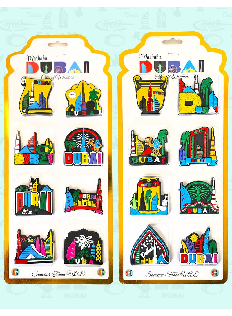 Fridge Magnet Soft rubber 16 pcs PVC Vibrant Colorful Dubai Iconic Landmarks