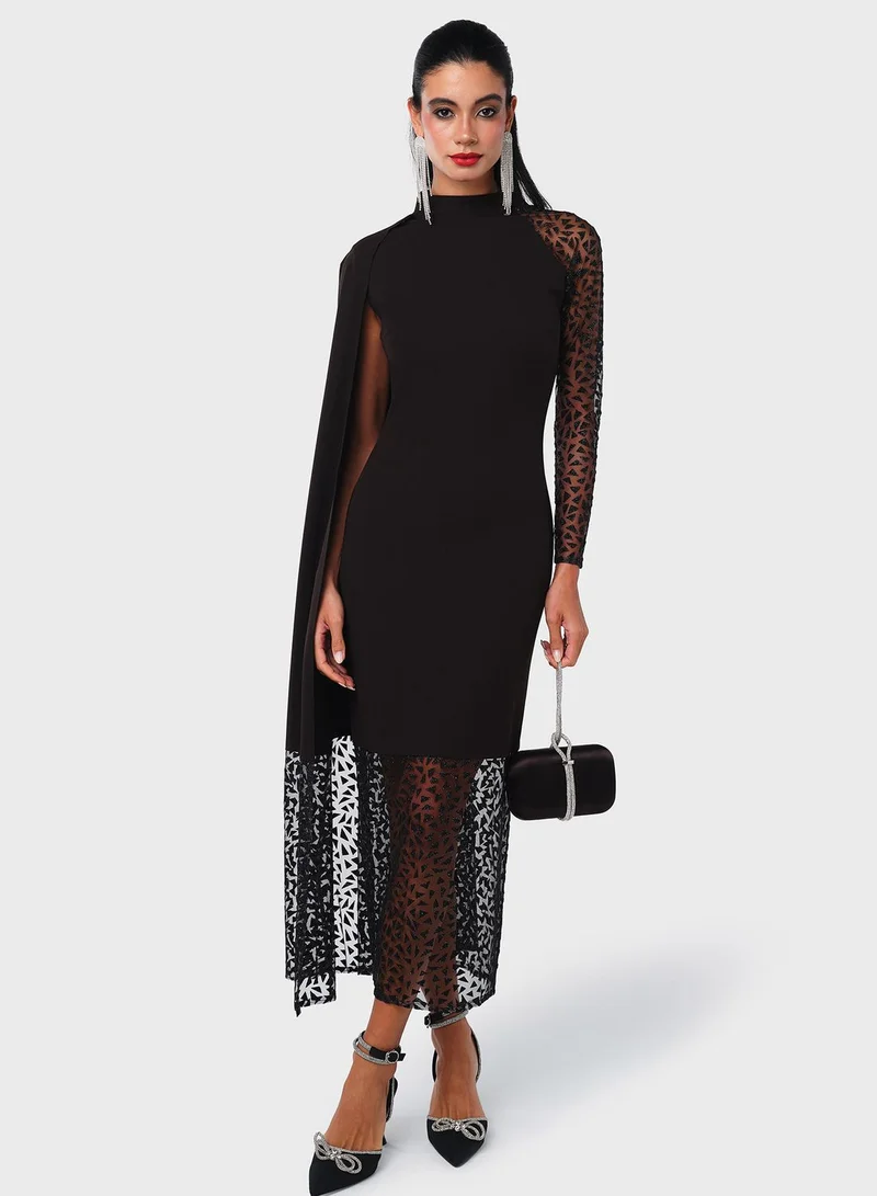 Threadz by Ajooni Asymmetric Cape Dress