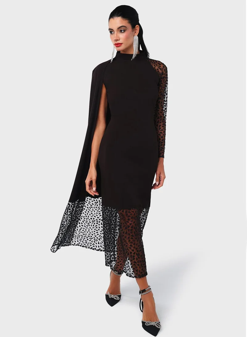 Threadz by Ajooni Asymmetric Cape Dress