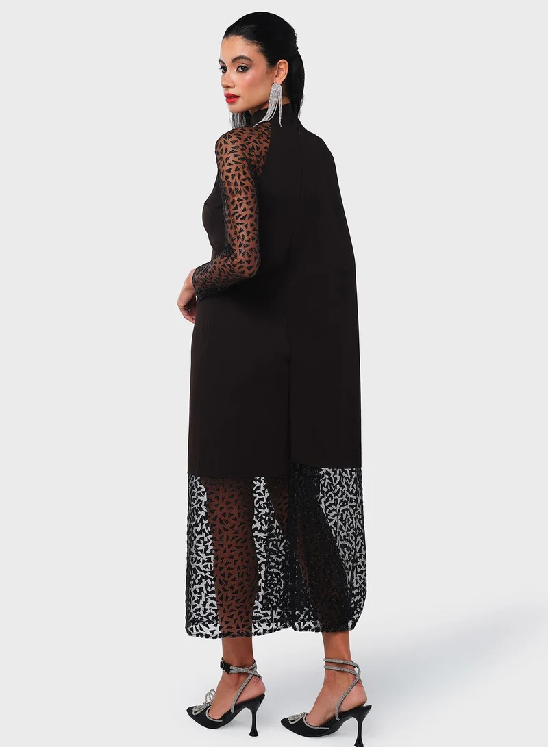 Threadz by Ajooni Asymmetric Cape Dress