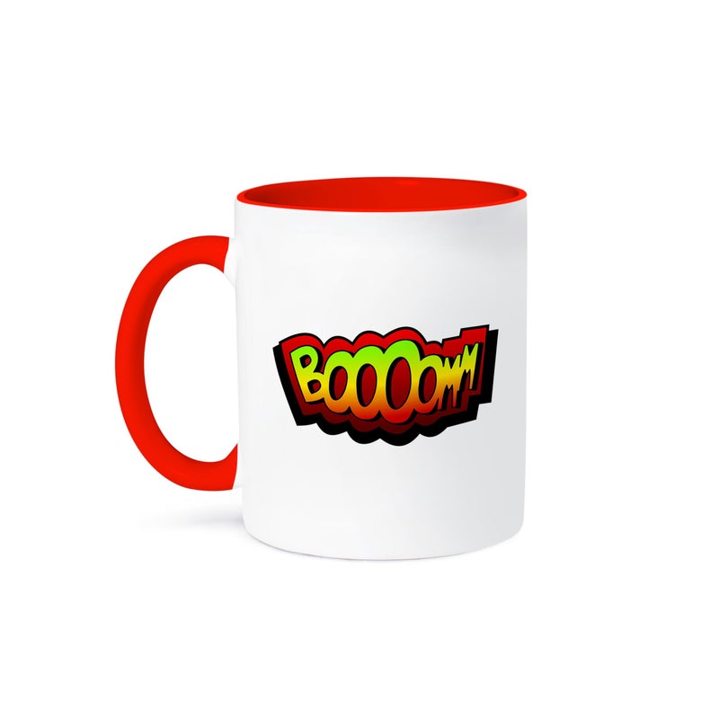 3dRose Super Hero Fight Expression Fist Fistfight Superhero Boom Explosion Two Tone Mug 11 oz Red