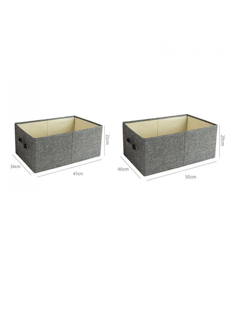 Alissa 2 Pack Foldable Clothes Storage Bins Storage Bags without cover Closet Organizers Storage Containers （47*34*21+50*40*29）cm Grey  - Image 2