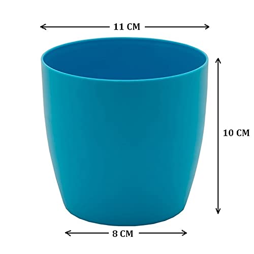 garbnoire Gardening Flower Pots - 4.4 Inch Plastic Flower Pots | Modern Decorative Indoor Outdoor Planters/Pots - Pack of (Turquoise, 10) - Image 5