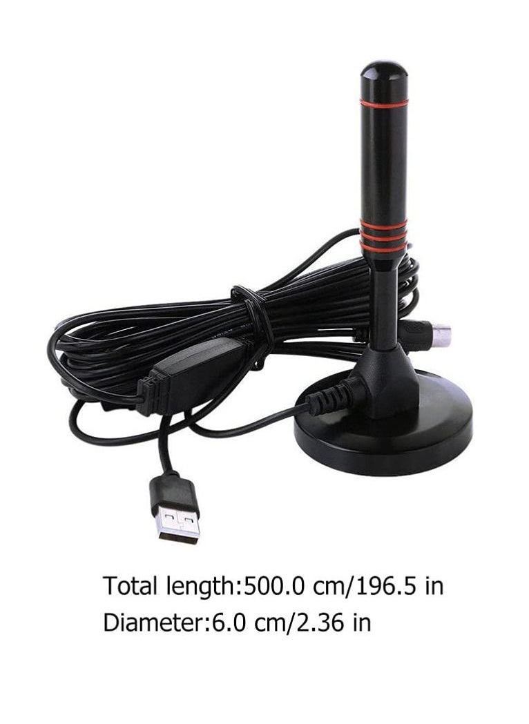 Generic - Home Indoor Digital TV Antenna, DVB-T2 HD Antenna, 470-862(MHz), Portable Indoor and Outdoor TV Antenna with Magnetic Base, 5m Long Cable, Black - Image 1