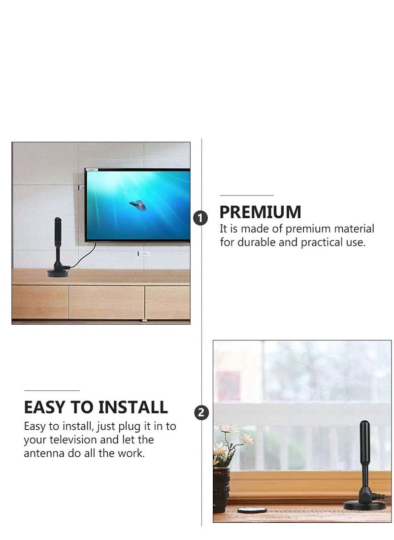 Generic - Home Indoor Digital TV Antenna, DVB-T2 HD Antenna, 470-862(MHz), Portable Indoor and Outdoor TV Antenna with Magnetic Base, 5m Long Cable, Black - Image 1