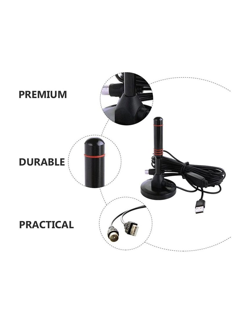 Generic - Home Indoor Digital TV Antenna, DVB-T2 HD Antenna, 470-862(MHz), Portable Indoor and Outdoor TV Antenna with Magnetic Base, 5m Long Cable, Black - Image 1