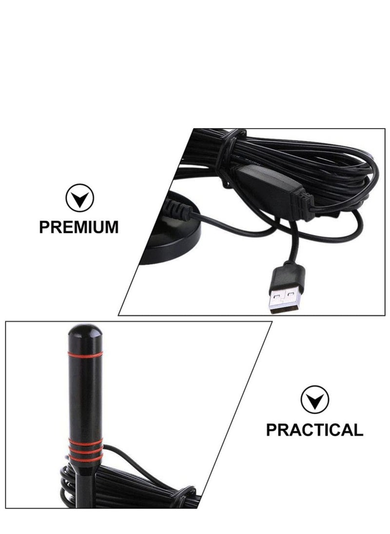 Generic - Home Indoor Digital TV Antenna, DVB-T2 HD Antenna, 470-862(MHz), Portable Indoor and Outdoor TV Antenna with Magnetic Base, 5m Long Cable, Black - Image 1