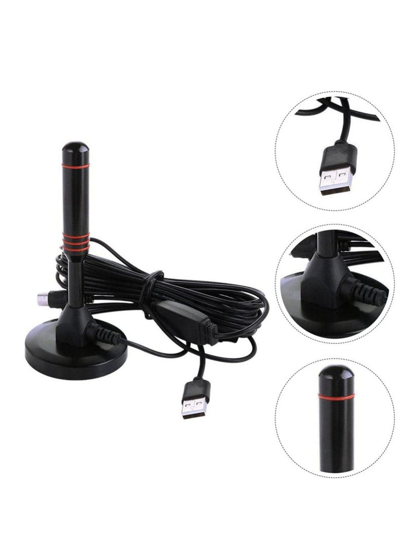 Generic - Home Indoor Digital TV Antenna, DVB-T2 HD Antenna, 470-862(MHz), Portable Indoor and Outdoor TV Antenna with Magnetic Base, 5m Long Cable, Black - Image 1