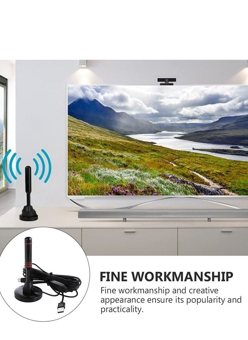 Generic - Home Indoor Digital TV Antenna, DVB-T2 HD Antenna, 470-862(MHz), Portable Indoor and Outdoor TV Antenna with Magnetic Base, 5m Long Cable, Black - Image 1