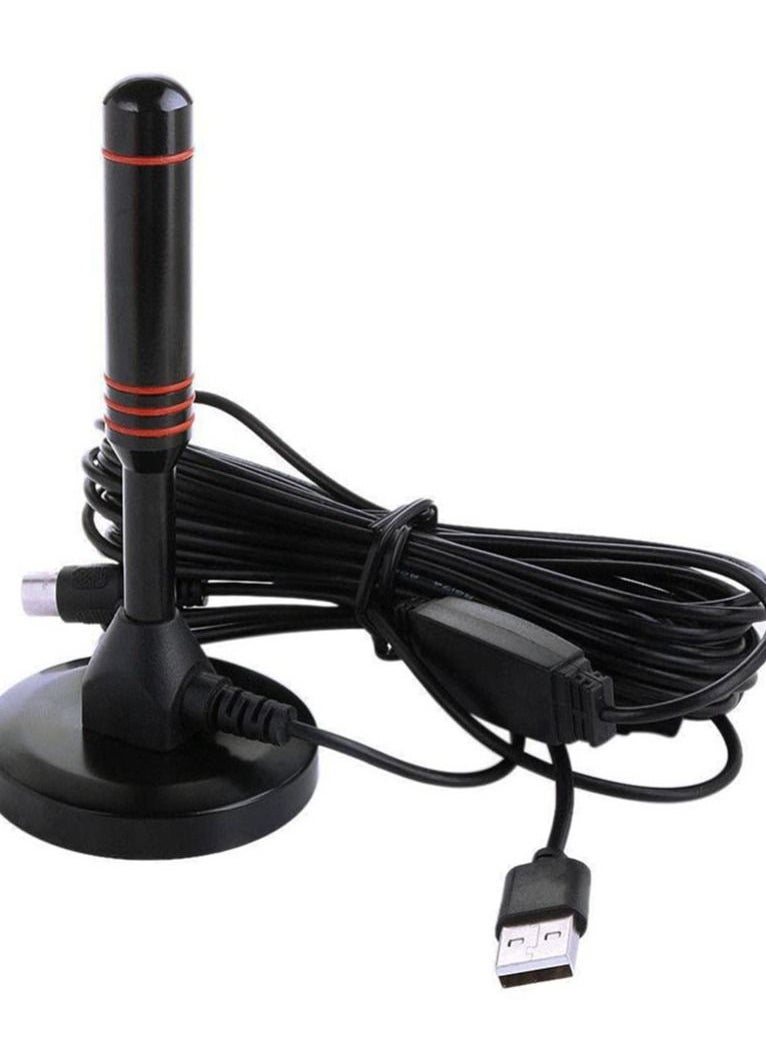 Generic - Home Indoor Digital TV Antenna, DVB-T2 HD Antenna, 470-862(MHz), Portable Indoor and Outdoor TV Antenna with Magnetic Base, 5m Long Cable, Black - Image 1