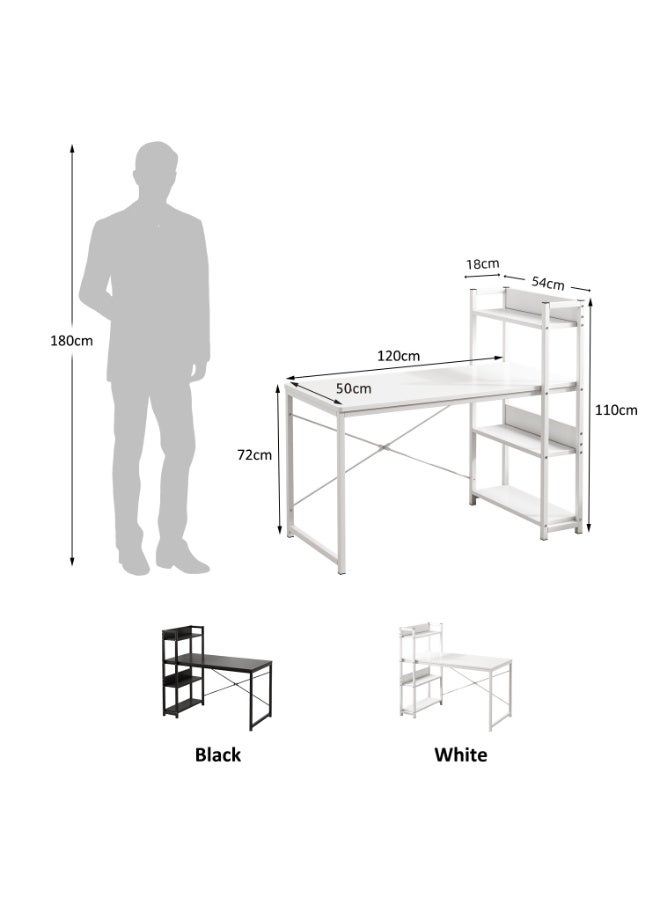 Canadel Office Desk with 4-Tier Shelf, Reversible Storage Shelf Left or Right, Sturdy Metal Frame & X-Shaped Strut, Spacious Waterproof Tabletop for Home Computer Desk - Image 2
