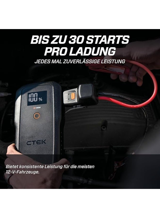سي تيك RB 3000 Portable Jump Starter Booster - 3000A Battery Peak Current, Booster for 12V Batteries in Diesel and Petrol Vehicles - Image 3