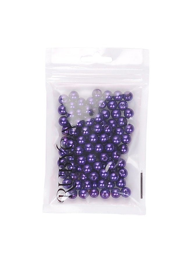RUBYCA 200Pcs Czech Tiny Satin Luster Glass Pearl Round Beads Jewelry Making 4mm Amethyst Purple - Image 2