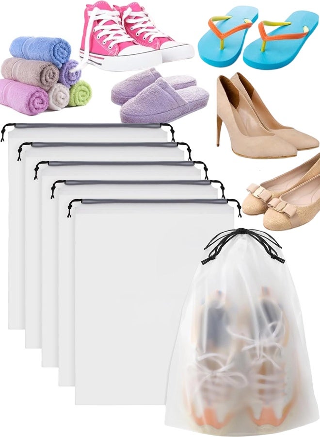5Pcs Clear Drawstring Waterproof Travel Shoe Storage Bags - Image 1