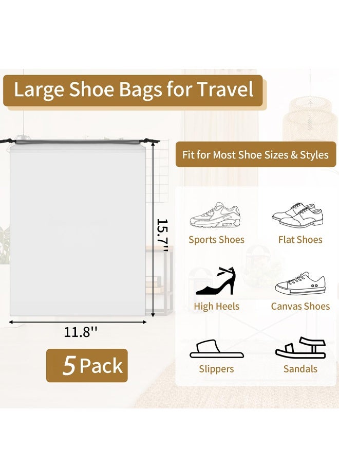 5Pcs Clear Drawstring Waterproof Travel Shoe Storage Bags - Image 2
