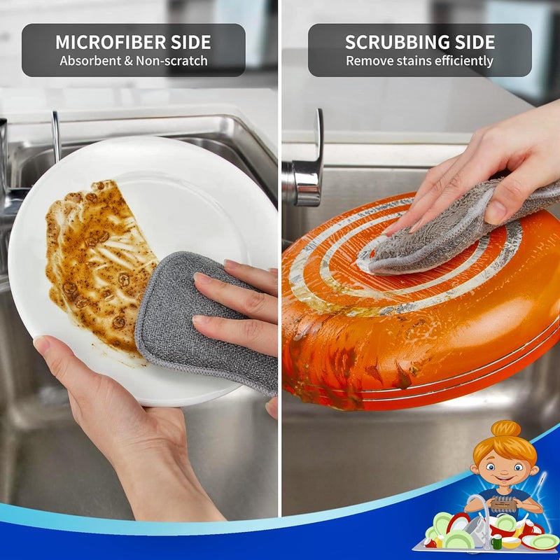 THEA Innovative Multi-Purpose Scrub Sponge Pad,Non-Scratch Microfiber Reusable Sponges,Heavy Duty Scrubber for Cleaning Dishes Non-Scratch Microfiber Sponge,Effortless Cleaning Kitchen (Pack of 5) - Image 4