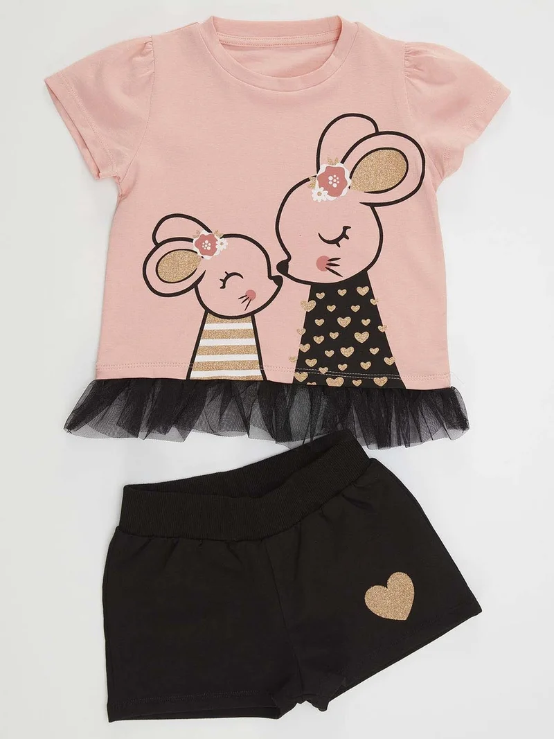 Denokids Cute Mouse Girl T-shirt Shorts Set