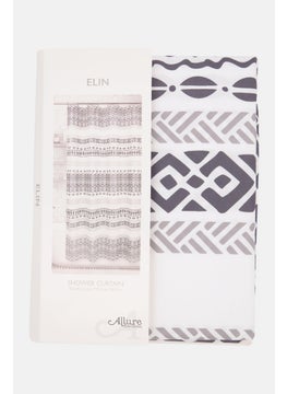 allure Elin Shower Curtain, White Combo  - Image 1