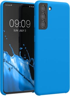 S21 FE, Shockproof Silicone Gel Rubber Case with Soft Microfiber Cloth Lining Compatible with Galaxy S21 FE (Radiant Blue)