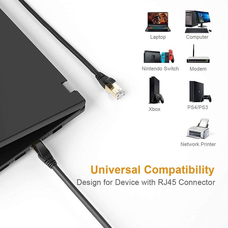 CableCreation Cat 8 Ethernet Cable, Network Patch Cable 40 Gigabit 2000MHz SFTP Internet LAN RJ45 High speed Cable Cord for Modem, Router, PS3, PS4, Xbox, Black (26.6ft) - Image 5