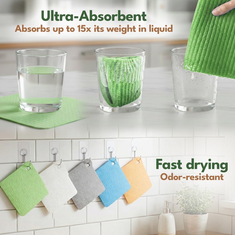 AIRNEX 10 Pack Cellulose Swedish Dishcloths for Kitchen - Eco-Concious Reusable Dish Towels & Cloths - Super Absorbent, Odor Resistant and Fast Drying Wash Cloths for Dishes & Surfaces - Image 2