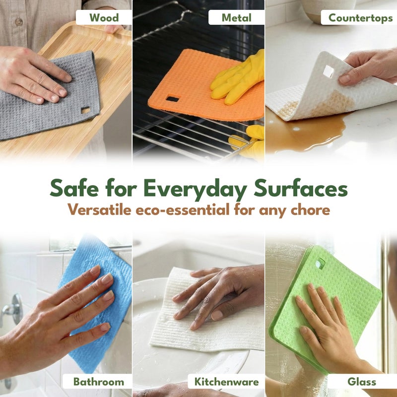AIRNEX 10 Pack Cellulose Swedish Dishcloths for Kitchen - Eco-Concious Reusable Dish Towels & Cloths - Super Absorbent, Odor Resistant and Fast Drying Wash Cloths for Dishes & Surfaces - Image 4