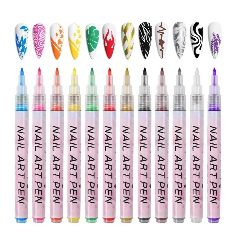 Feelhigh 12Piece 3D Nail Art Pen Set Unleash Your Nail Art Creativity with Precision Nail Graffiti Drawing PensDIY Nail Art Beauty Adorn Manicure Tools - Image 5