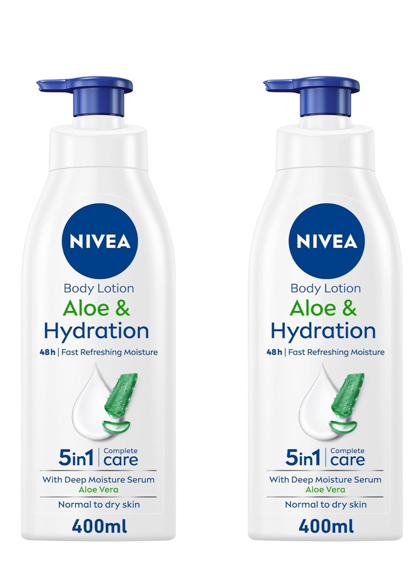 Nivea Body Lotion Aloe & Hydration 72h Moisture, Refreshing care, 400 ml, Pack of 2