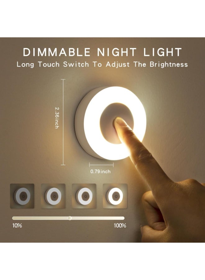 Rechargeable Touch LED Night Light, 2 Pack Wireless Battery Operated Dimmable 3-Color Puck Lights, Push Tap Stick-On Lamps for Closet, Kitchen, Under Cabinet, Bedroom, Wall Lighting - Image 4