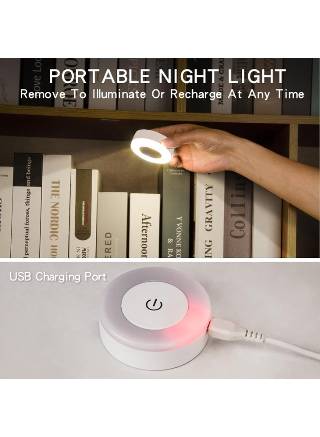 Rechargeable Touch LED Night Light, 2 Pack Wireless Battery Operated Dimmable 3-Color Puck Lights, Push Tap Stick-On Lamps for Closet, Kitchen, Under Cabinet, Bedroom, Wall Lighting - Image 5