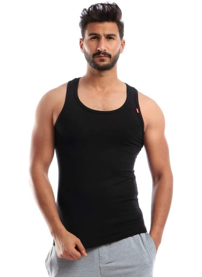 Cottonil Men's Comfort Cotton Stretch Tank Top Undershirt - Black - Image 1