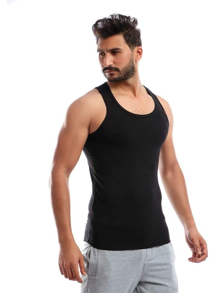 Cottonil Men's Comfort Cotton Stretch Tank Top Undershirt - Black - Image 2