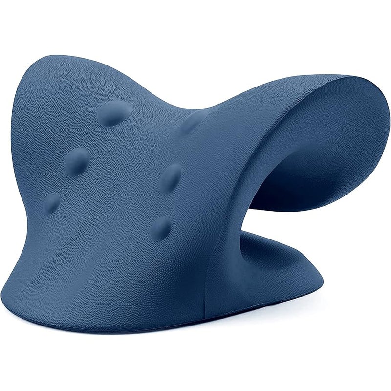 RESTCLOUD Neck and Shoulder Relaxer, Cervical Traction Device for TMJ Pain Relief and Cervical Spine Alignment, Chiropractic Pillow, Neck Stretcher (Dark Blue) - Image 2